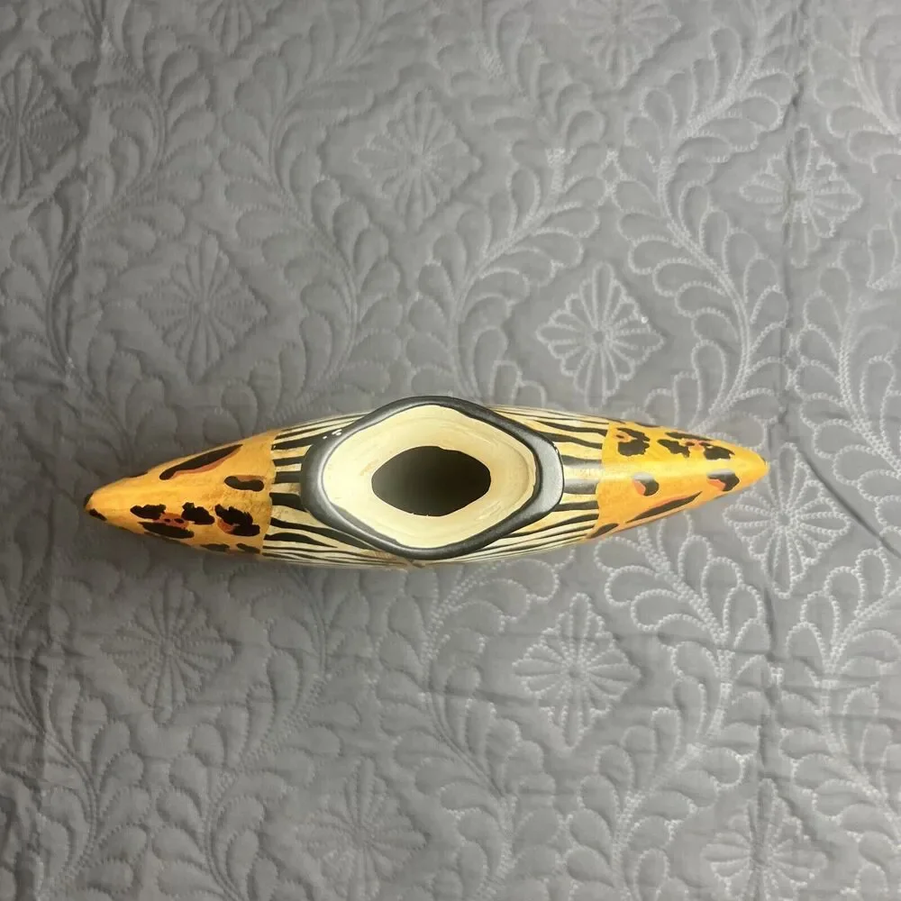 Medium Art Pottery Animal Print Flat Sided Rectangular Bud Vase Gift Home Decor